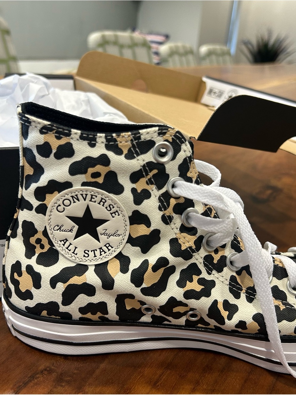 Converse Kids Leopard Print High Top Sneakers - Black, Tan, White